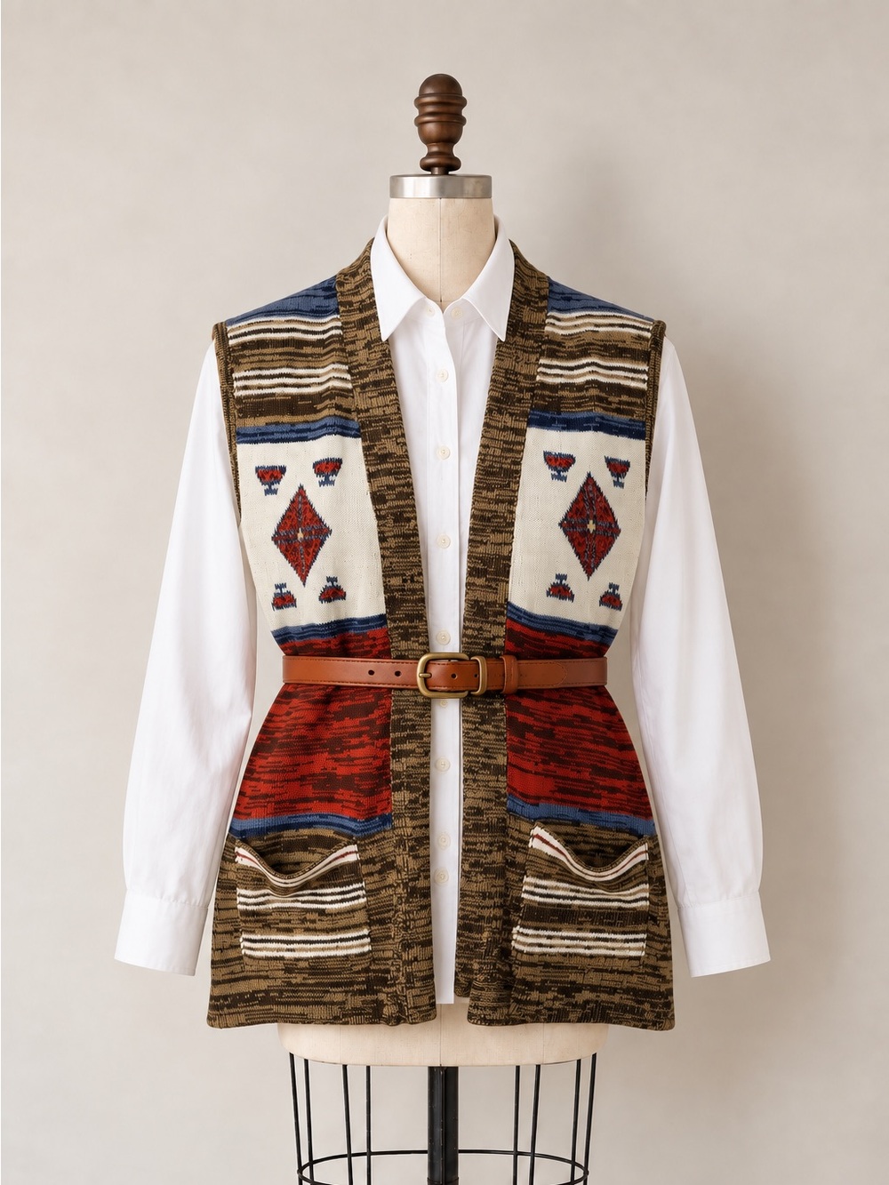 Vintage 1970s Geometric Knit Sweater Vest